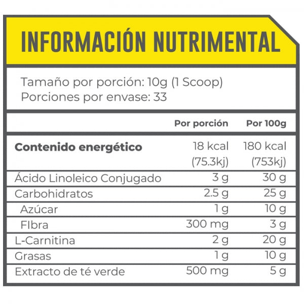 CLA + CARNITINE 43 SUPPLEMENTS 33 SERVIDAS 333GRS.