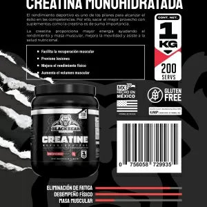 BLACKBEAR NATURAL CREATINE 200 SERVINGS 1KG BAG