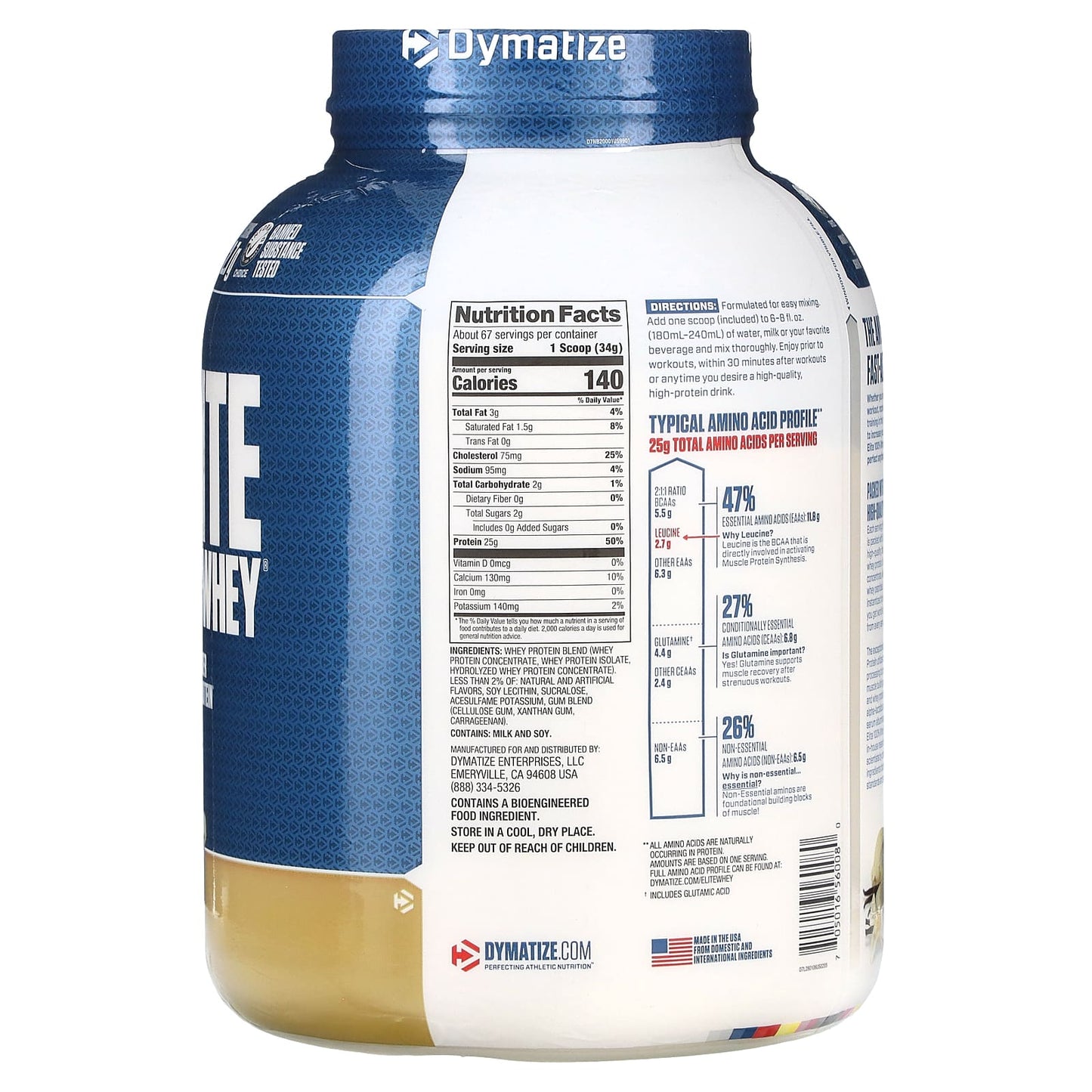 WHEY PROTEIN ELITE DYMATIZE 67 SERVED 5LBS (2.3KG)