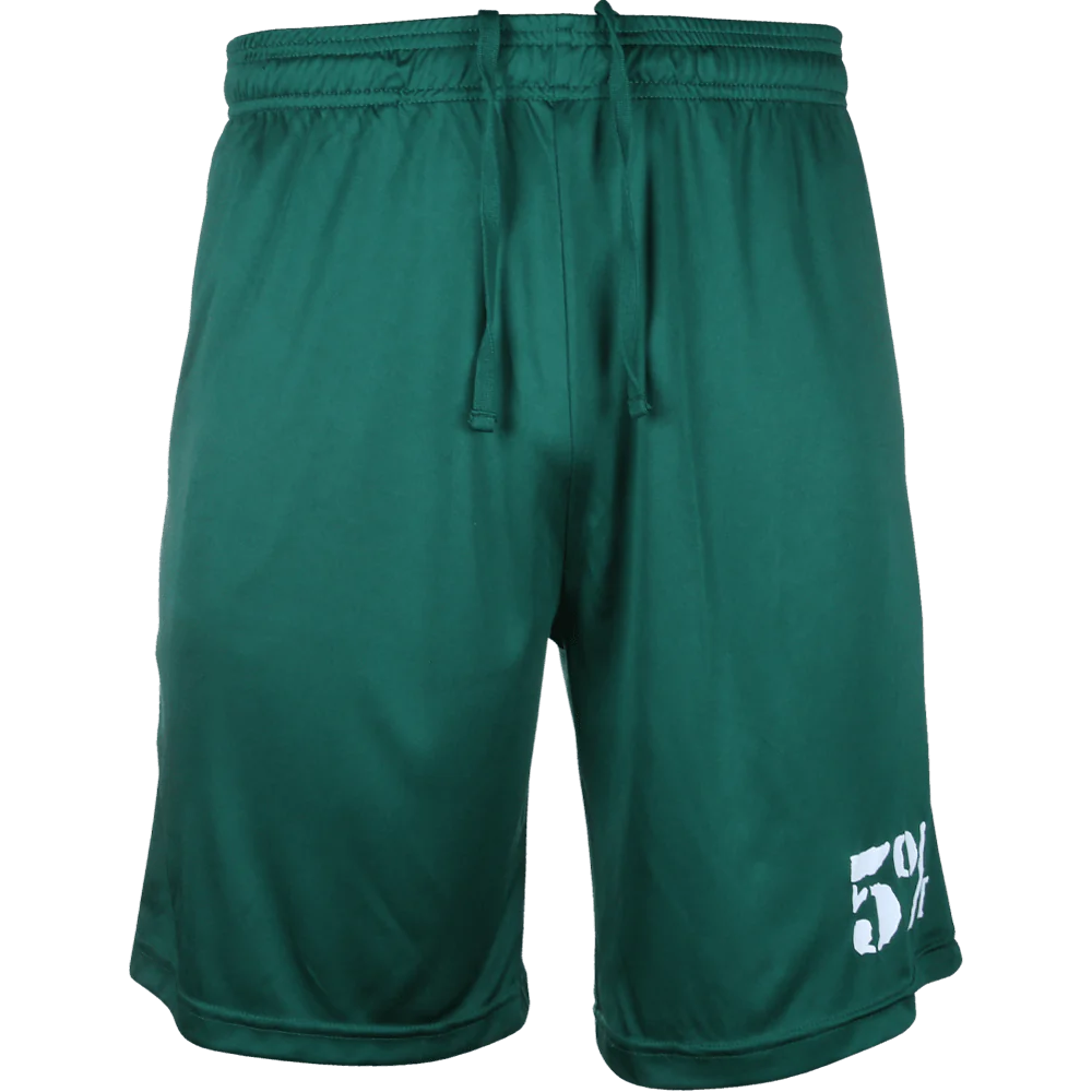 PANTALONETA 5% GREEN SHORTS WITH WHITE LETTERING