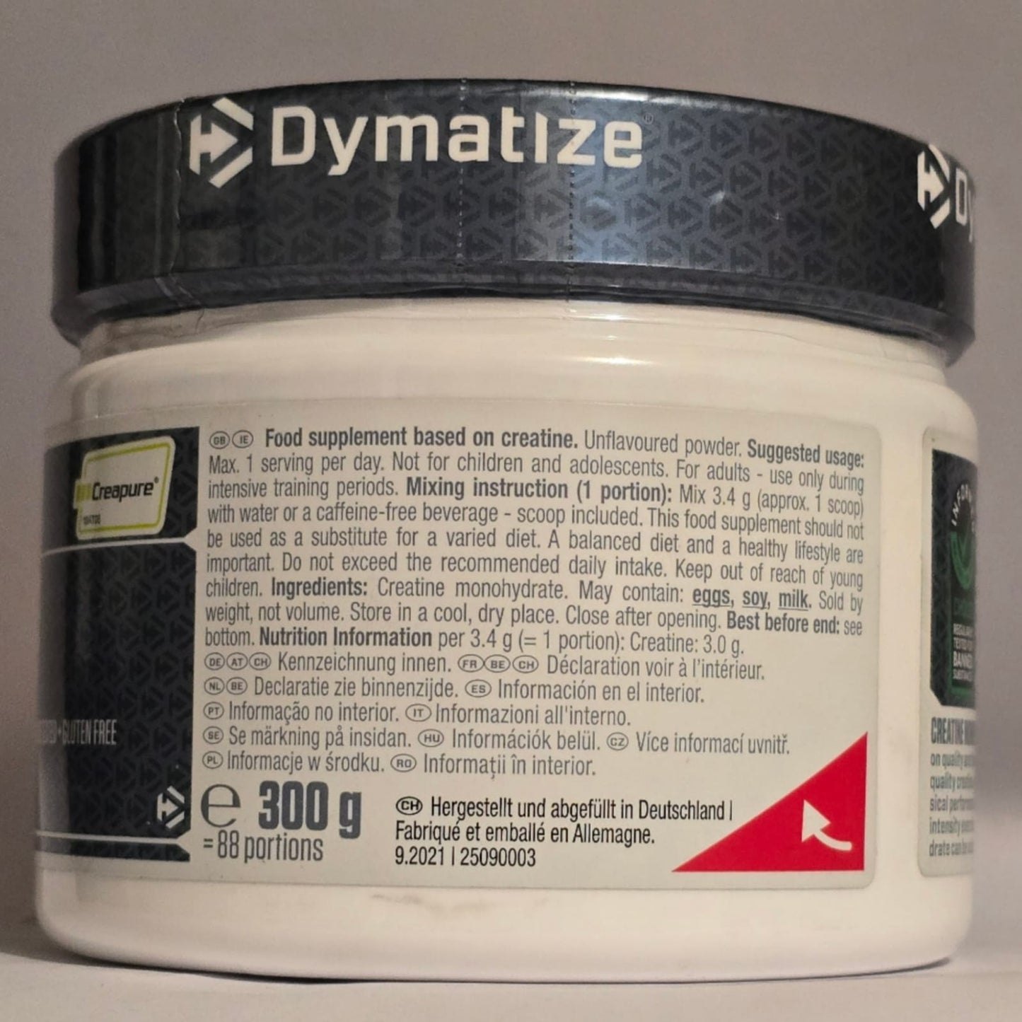 CREATINE MONOHYDRATE UNFLAVORED POWDER DYMATIZE 88 SERVICIOS