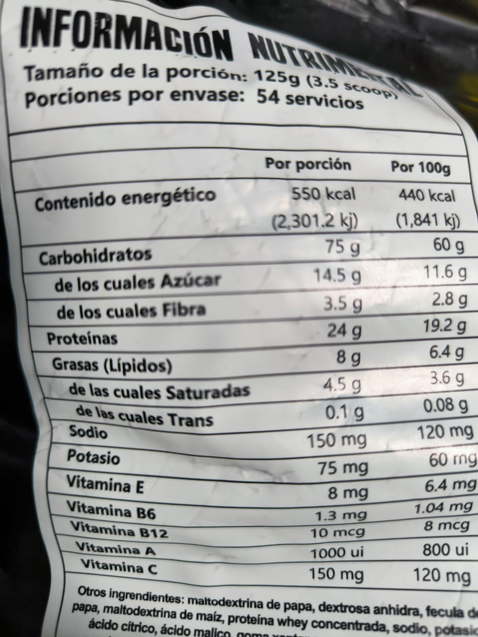 ADVANCE GAINER 43 SUPPLEMENTS BAG 54 SERVICES 6.8KG. 15 LBS.