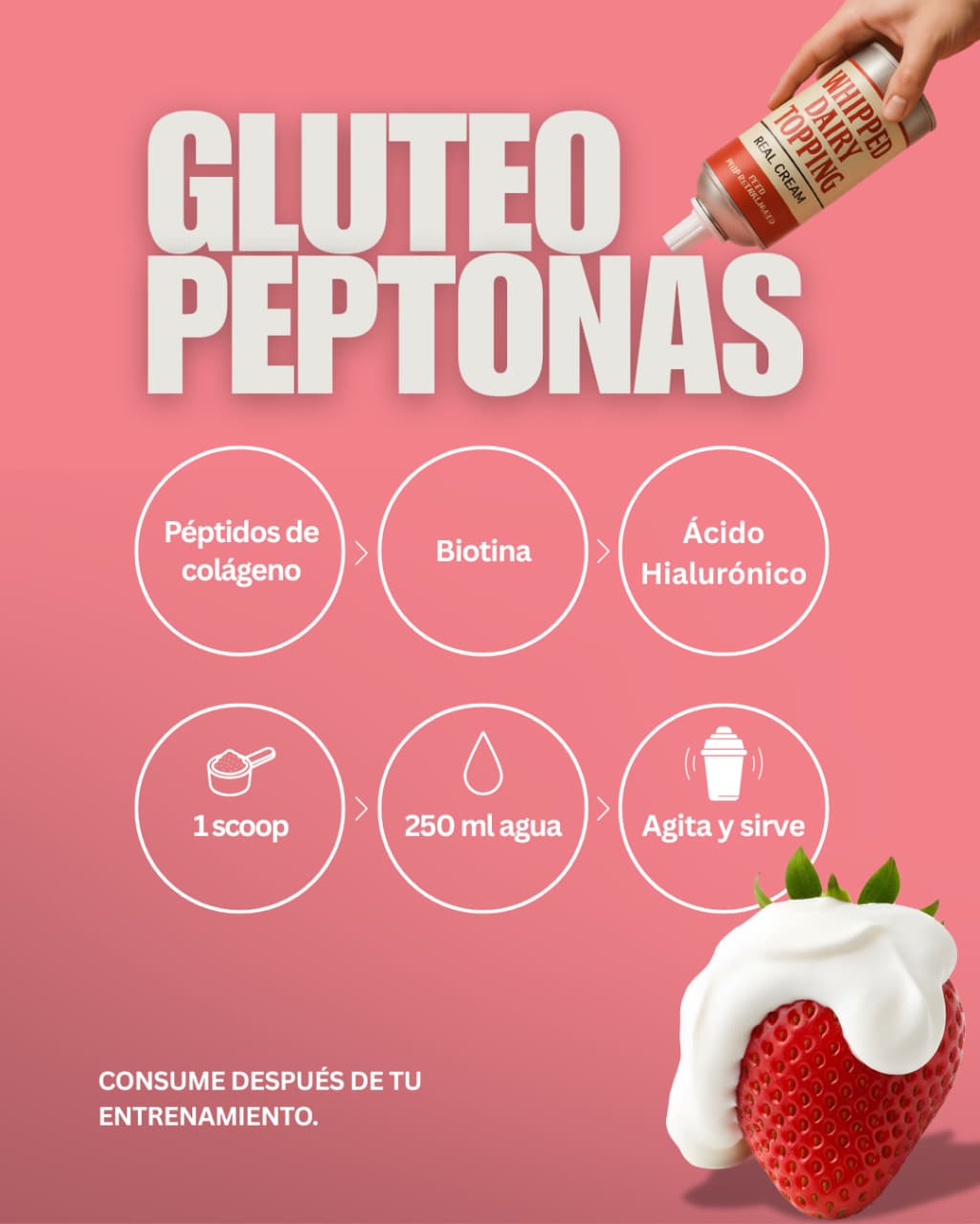 PÉPTIDOS DE COLÁGENO (PEPTONAS)+ BIOTINA + ÁCIDO HIALURÓNICO POWER PEACH BEYOND 50 SERVICIOS 1.10LB BOTE