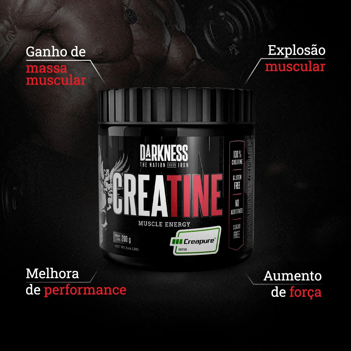 CREATINA MONOHIDRATADA DARKNESS 200G 67SRV CREAPURE