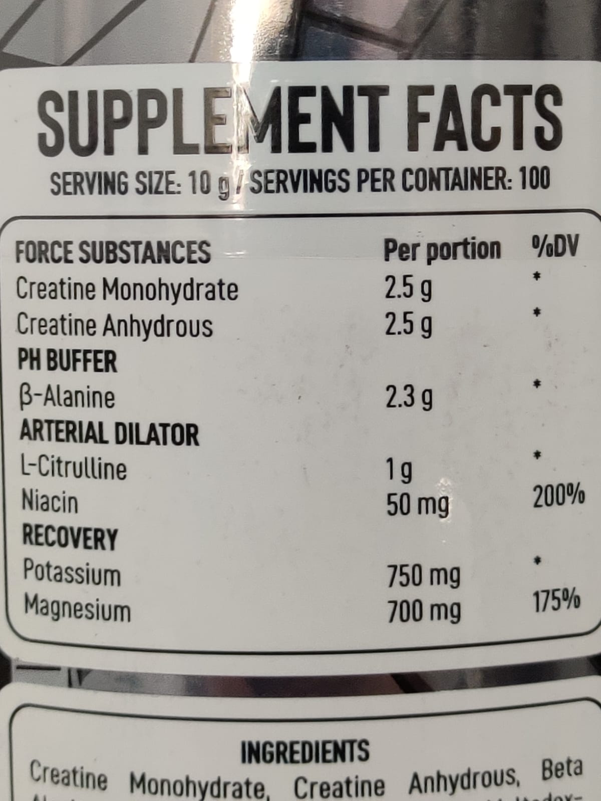 CREATINE MONOHYDRATE SPECIMEN No. 03 ANTI-HUMAN 100 SERVED 1KG. (2.2LBS)