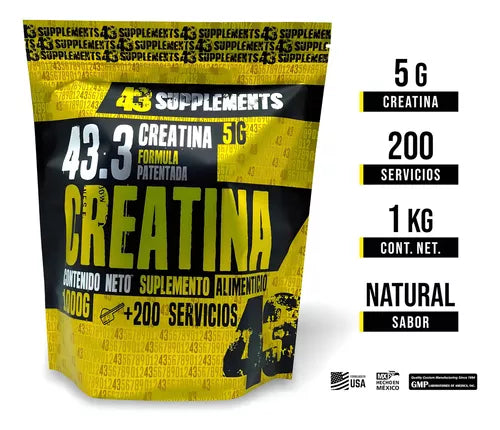 CREATINE 43 SUPPLEMENTS BAG 200 SERVED (1KG)