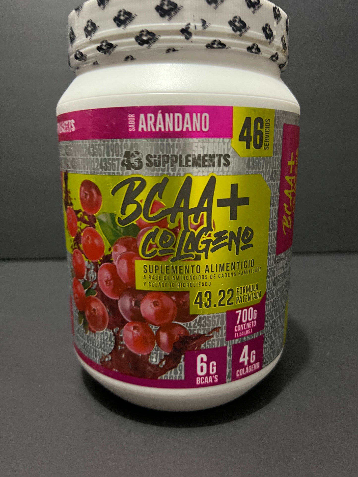 BCAA+COLAGENO+ACIDO FOLICO 43 SUPPLEMENTS 46 SERVIDAS 700GRS.