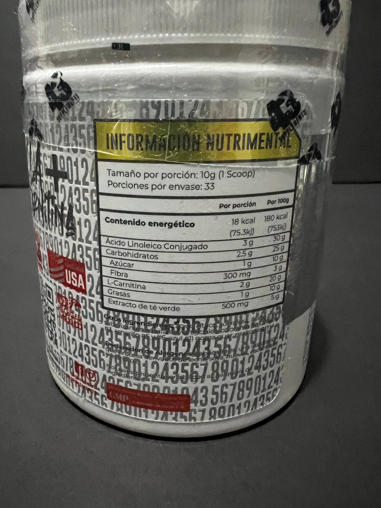 CLA + CARNITINE 43 SUPPLEMENTS 33 SERVIDAS 333GRS.