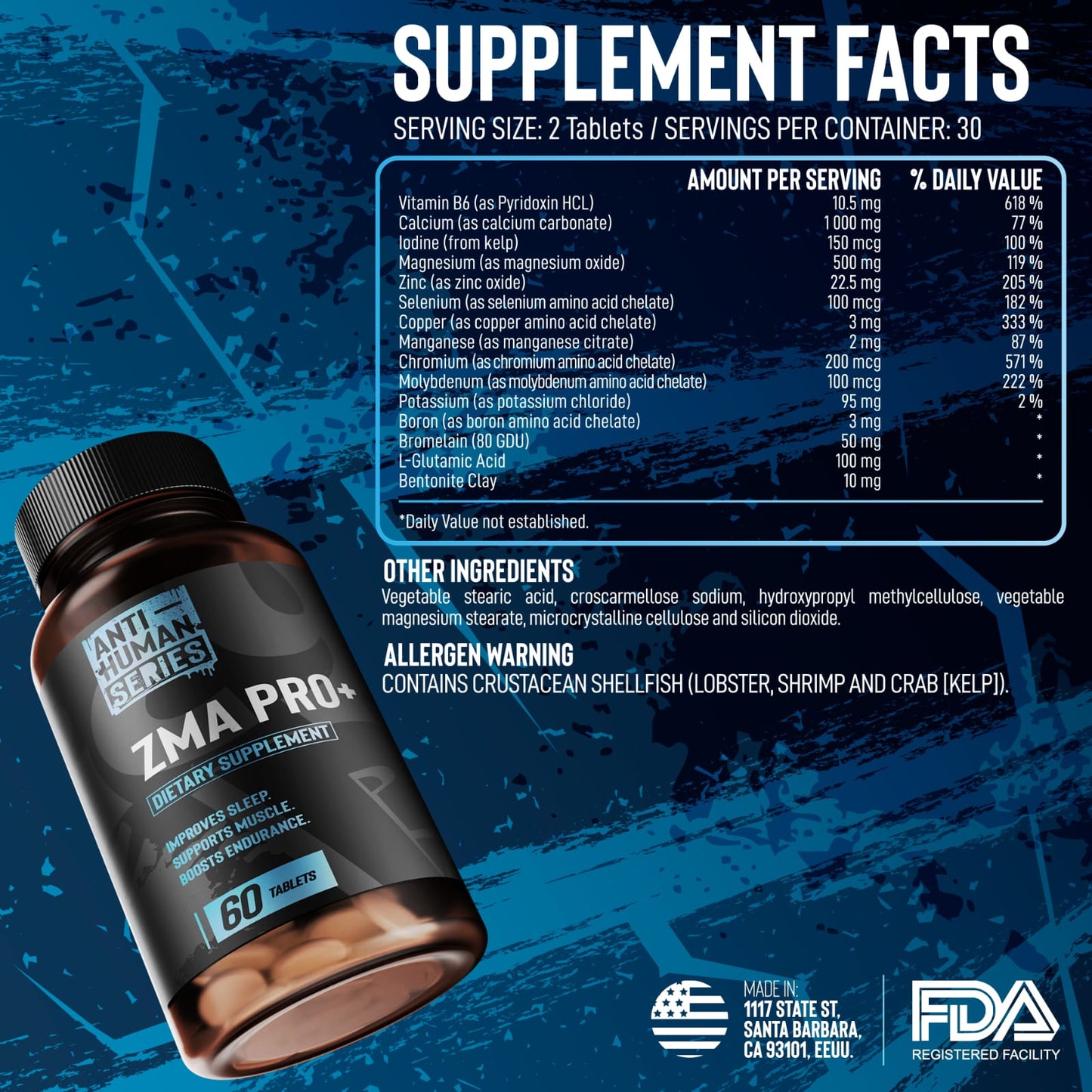 ZMA PRO+ ELITE ANTI-HUMAN 60 CAPSULAS