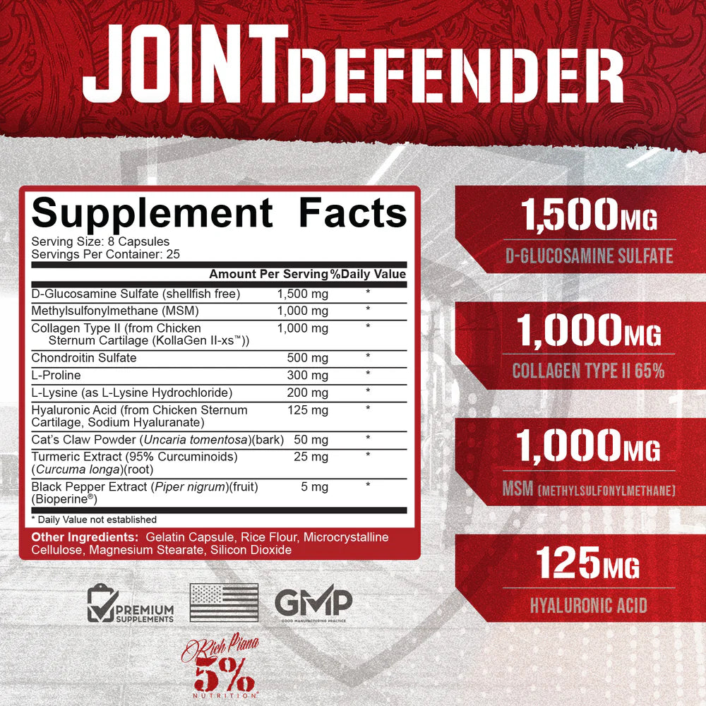 5% Nutrition Rich Piana Joint Defender Maximum Joint Support 200 cápsulas