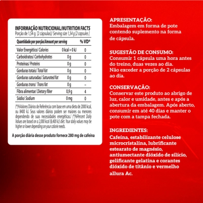 THERMA (CAFEINA) PRO HARDCORE 285MG INTEGRAL MEDICA 120 CAPSULAS