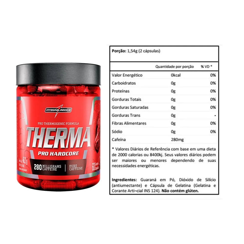 THERMA (CAFEINA) PRO HARDCORE INTEGRAL MEDICAL 285MG 60 CAPSULAS