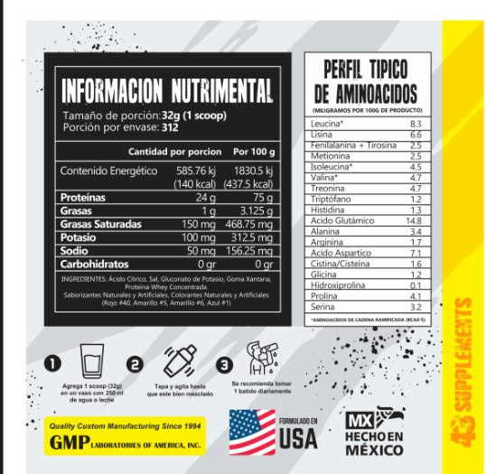 ZERO PROTEIN 43 SUPPLEMENTS CAN 75 SERVINGS (2.4 KG)