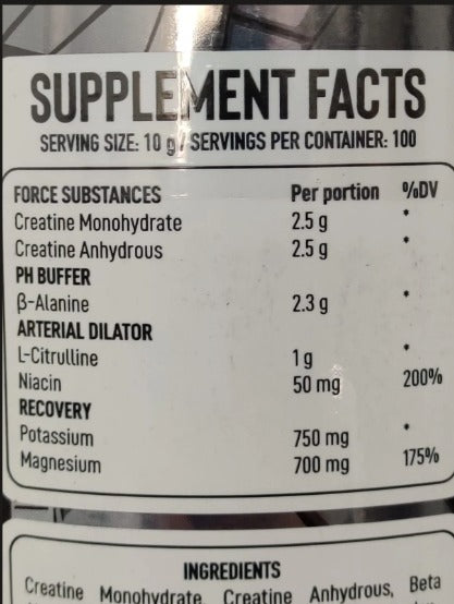 CREATINE MONOHYDRATE SPECIMEN No. 03 ANTI-HUMAN 100 SERVIDAS 1KG. (2.2 LBS)