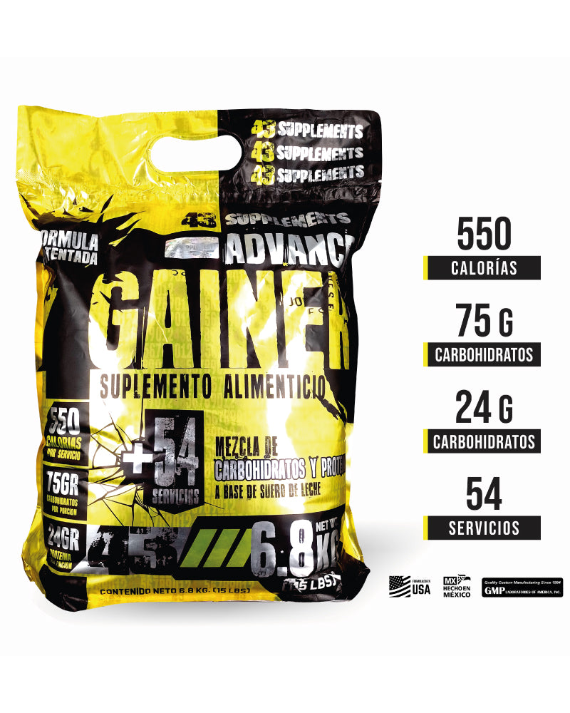 ADVANCE GAINER 43 SUPPLEMENTS BAG 54 SERVICES 6.8KG. 15 LBS.