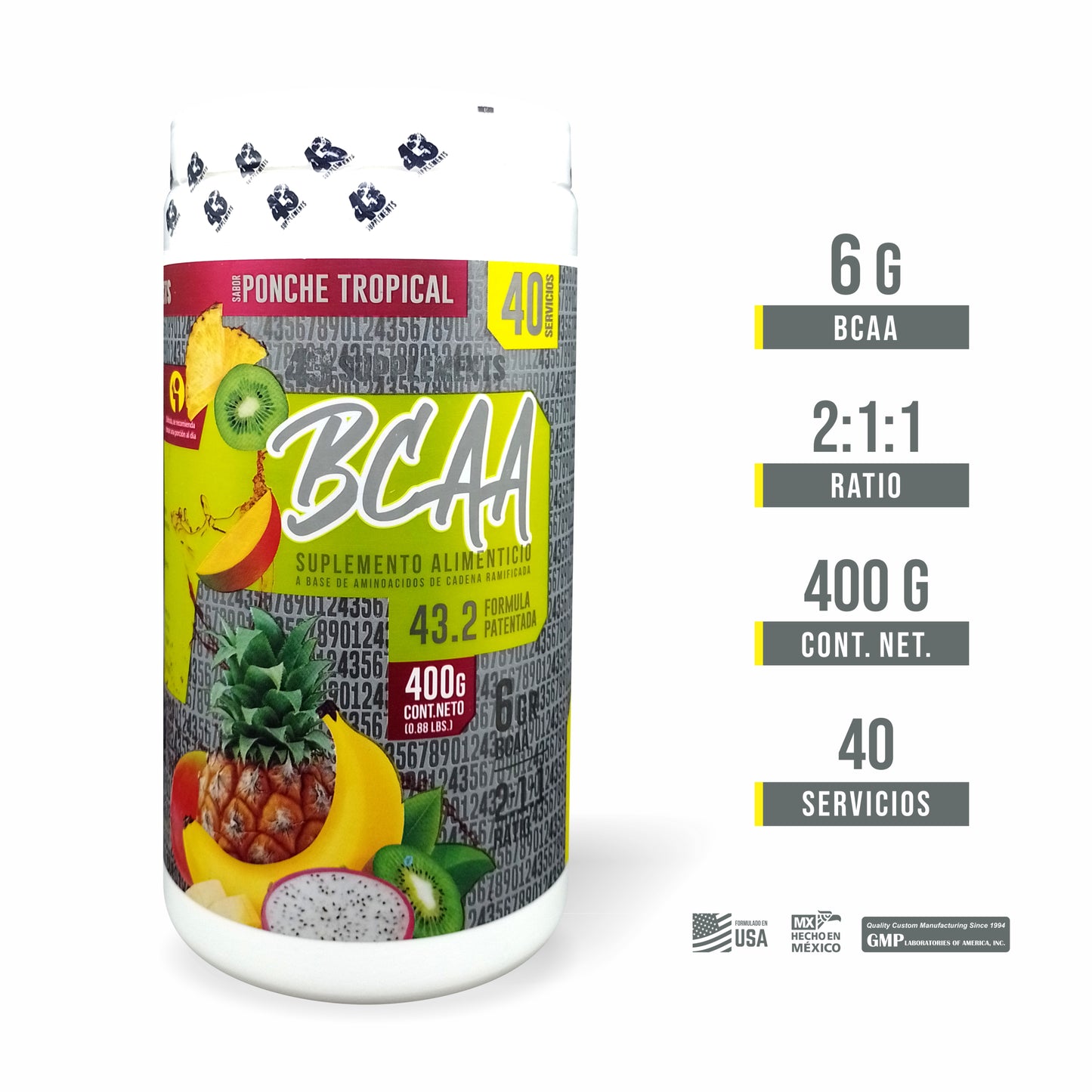 BCAA 43 SUPPLEMENTS 40 SERVICIOS 400G.