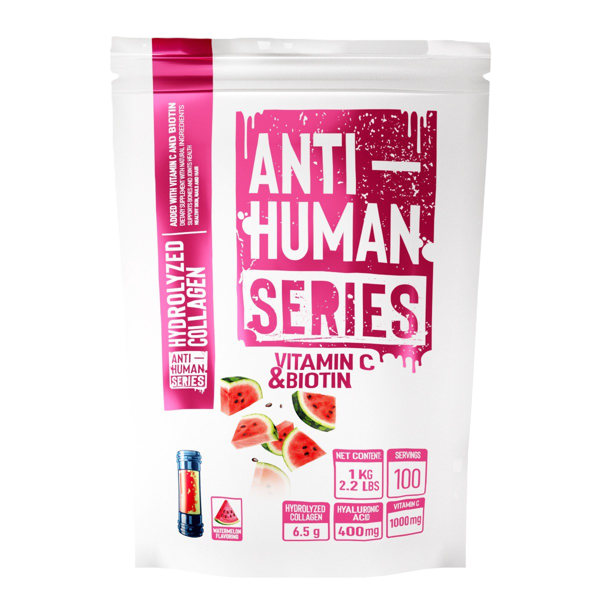 Hydrolyzed Collagen + Hyaluronic Acid Anti-Human Bag 100 Servings 1kg (2.2 lbs)