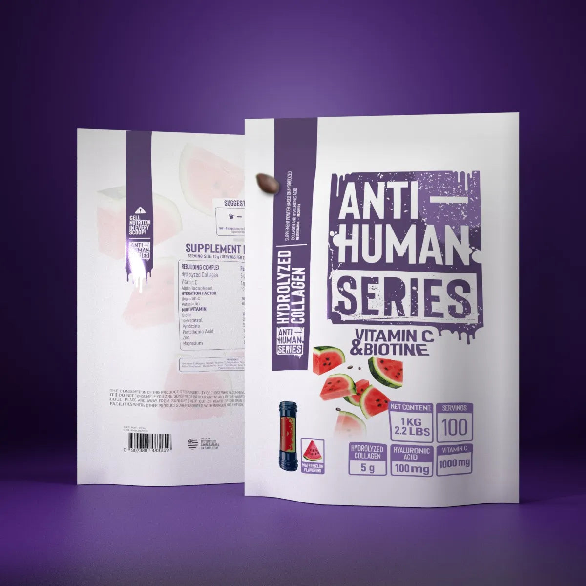 Hydrolyzed Collagen + Hyaluronic Acid Anti-Human Bag 100 Servings 1kg (2.2 lbs)