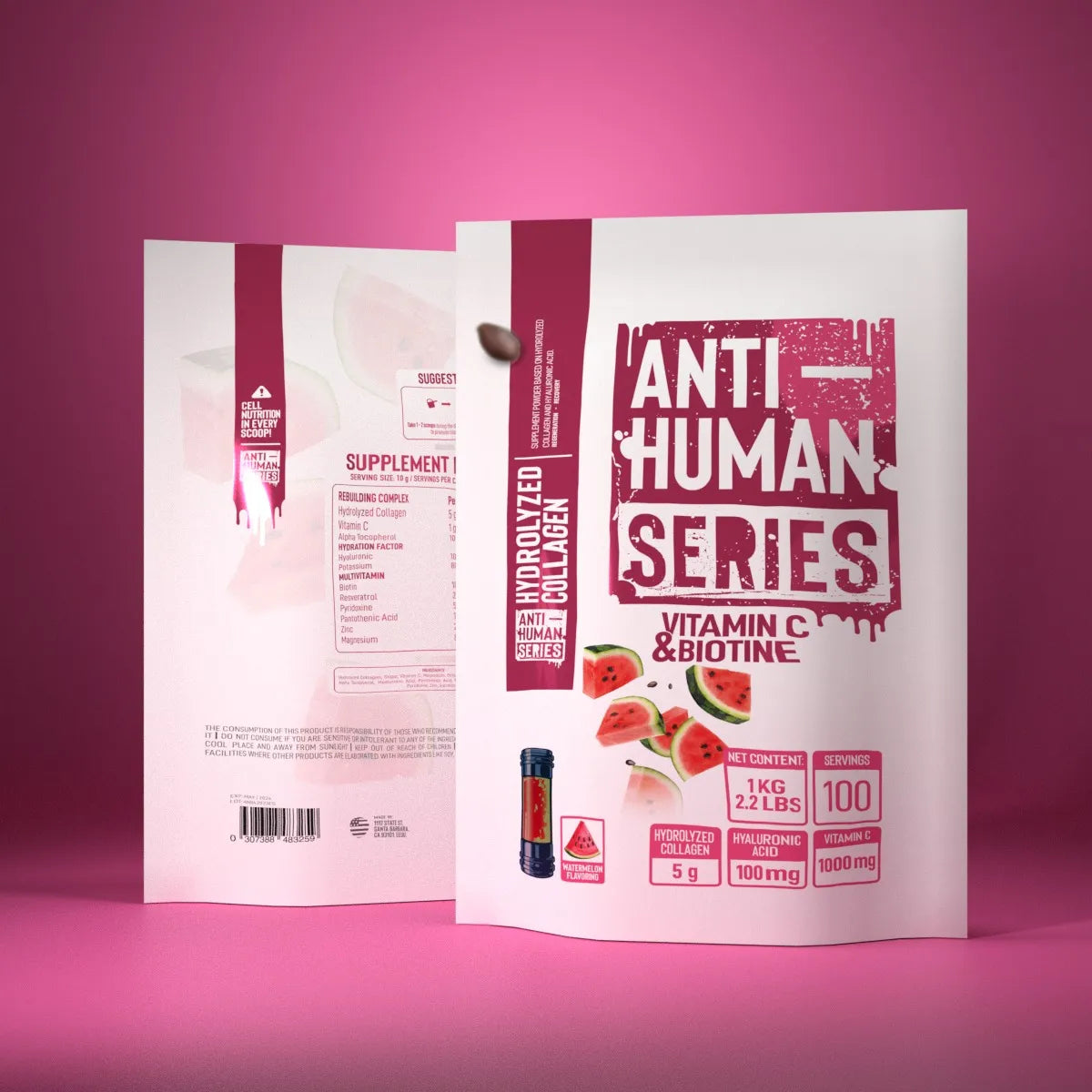 Hydrolyzed Collagen + Hyaluronic Acid Anti-Human Bag 100 Servings 1kg (2.2 lbs)