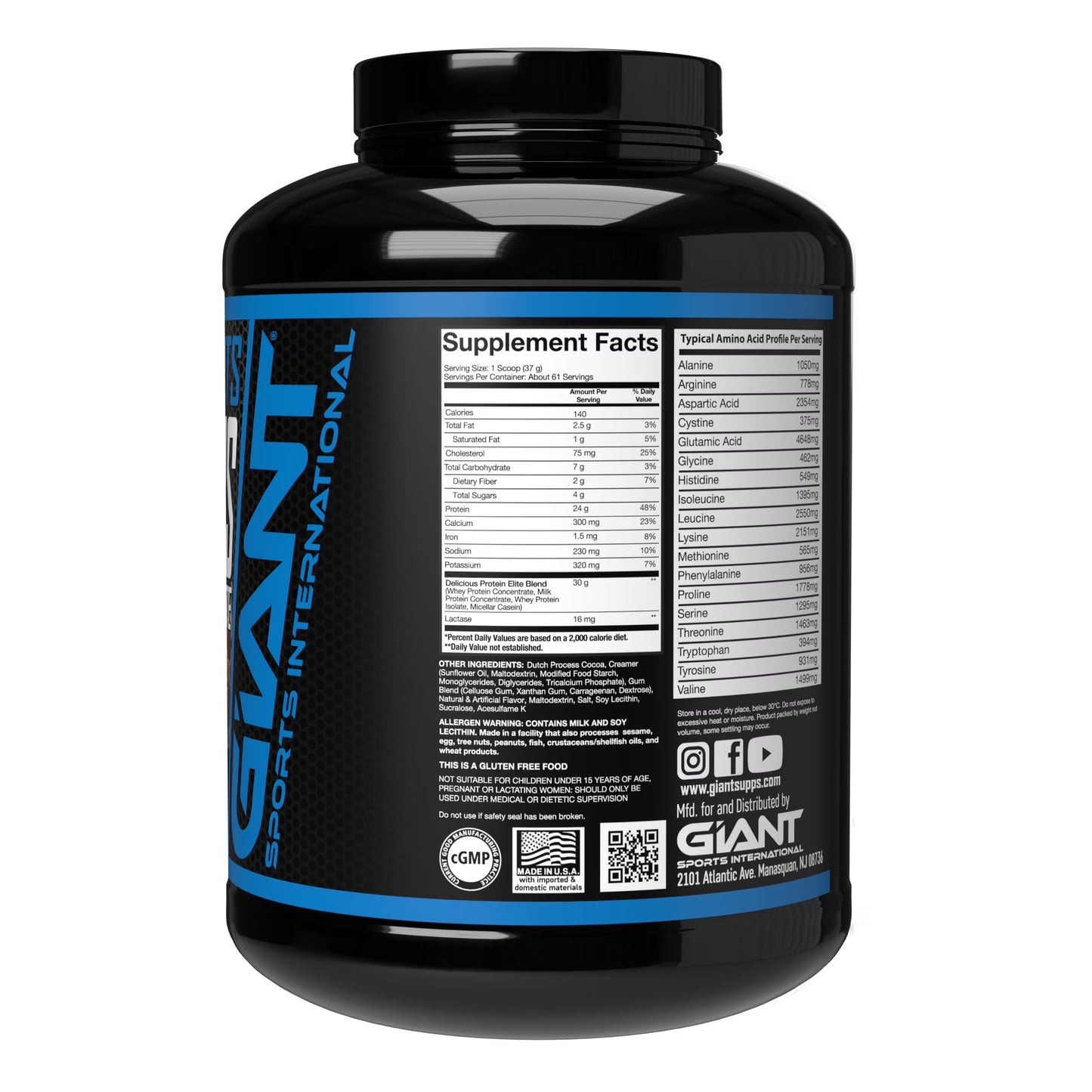 GIANT SPORT DELICIOUS PROTEIN POWDER ELITE 61 SERVINGS 5LBS