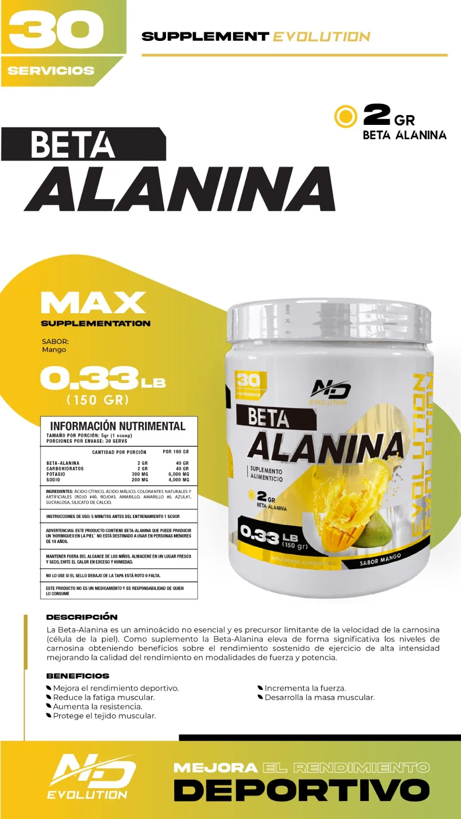 BETA ALANINA ND EVOLUTION 30 SERVICIOS