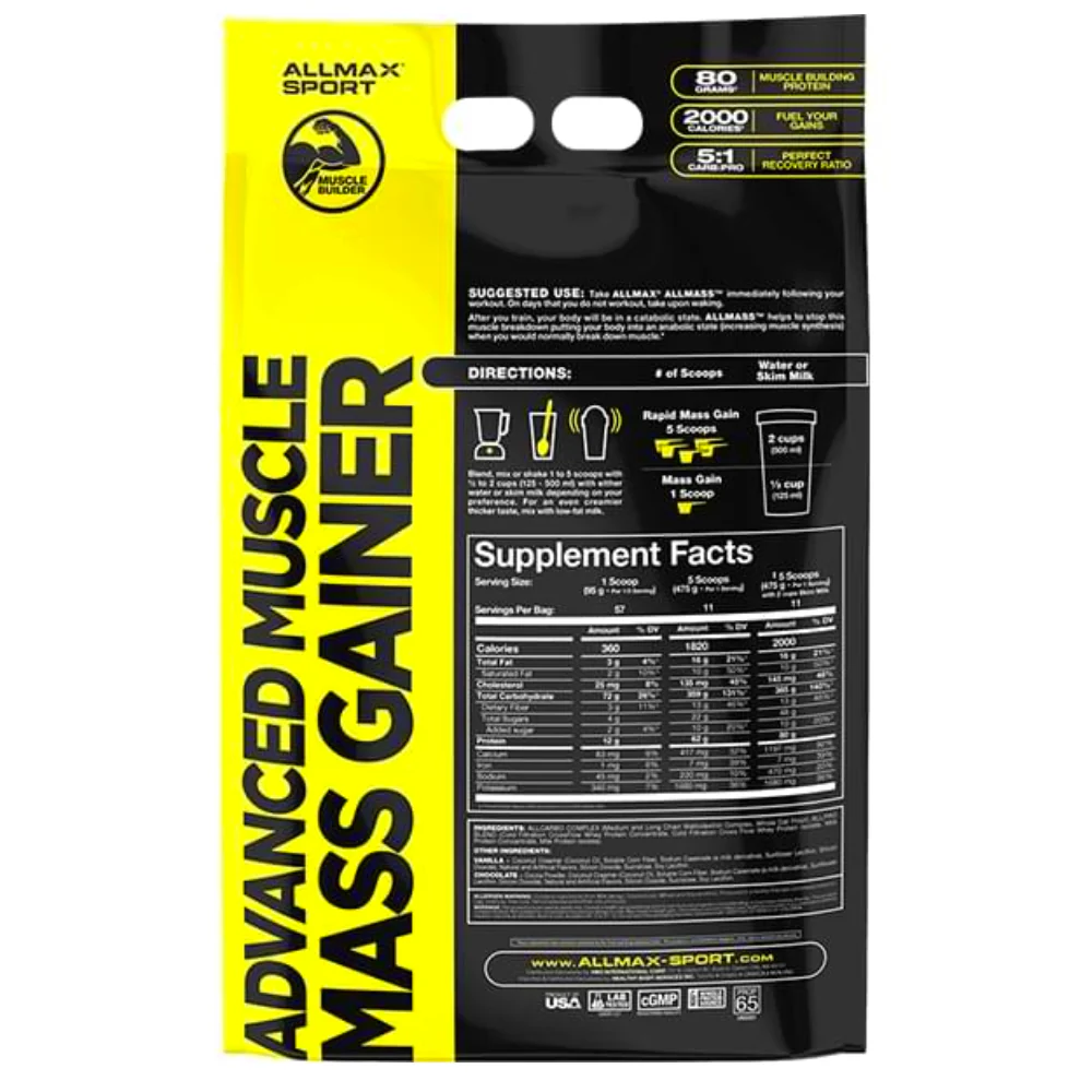ALL MASS ADVANCED MUSCLE GAINER ALLMAX SPORT 12 LBS