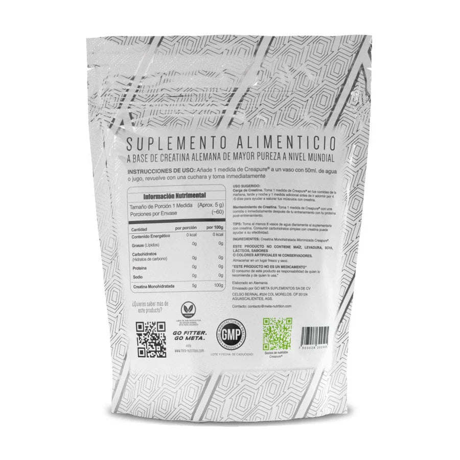 CREATINE 100% Creapure® GERMAN META NUTRITION 60 SERVICIOS (300GRS.)