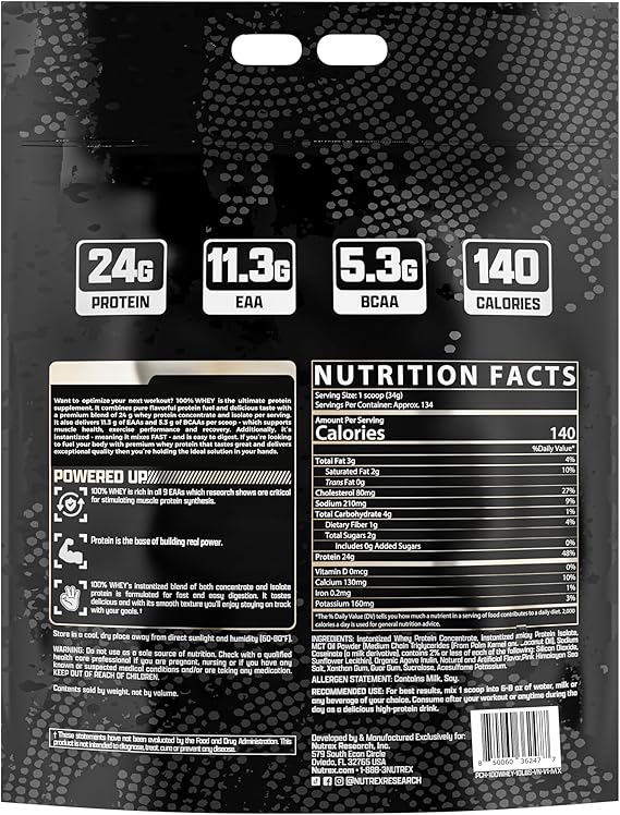 WHEY PROTEIN 100% NUTREX 4.54KG 10LBS 134 SERVIDAS