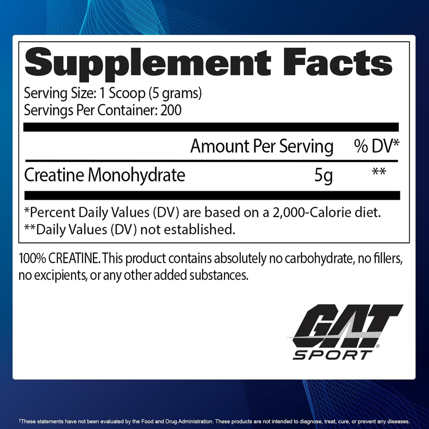 CREATINE GAT SPORT 200 SERVINGS 1KG.