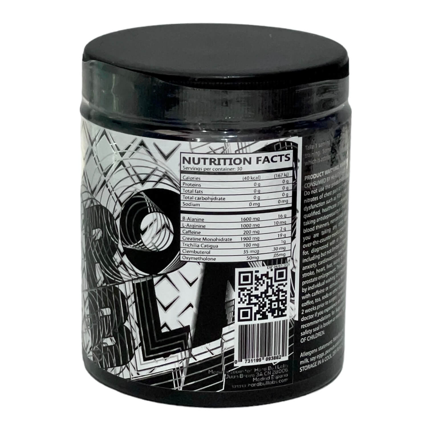 OXI / OXYME BLACE (NITRIC OXIDE + OXYMETHOLONE 50MG.) HARD BULLLABS 30 SERVIDAS 300 GRS.