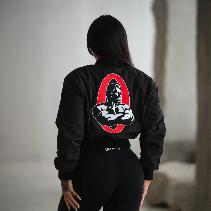 OLYMPIA CROPPED BOMBER JACKET BLACK