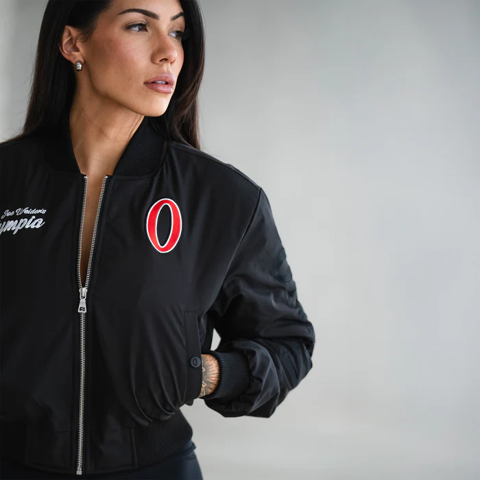 OLYMPIA CROPPED BOMBER JACKET BLACK