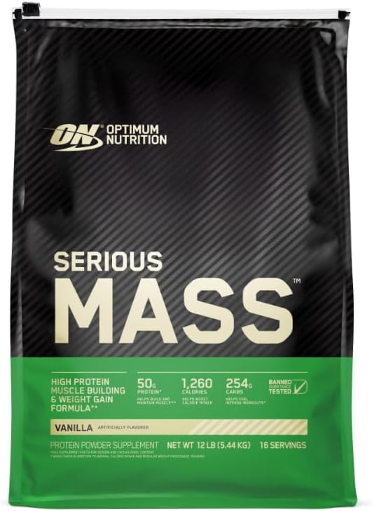 SERIOUS MASS OPTIMUN NUTRITION 16 SERVINGS 12 POUNDS (5.44 KG)