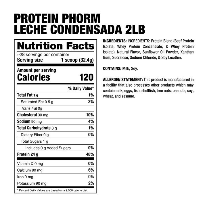 BEEF WHEY IBRID PROTEINPHORM DRAGON PHARMA 29 SERVIDAS 2LBS. BOTE
