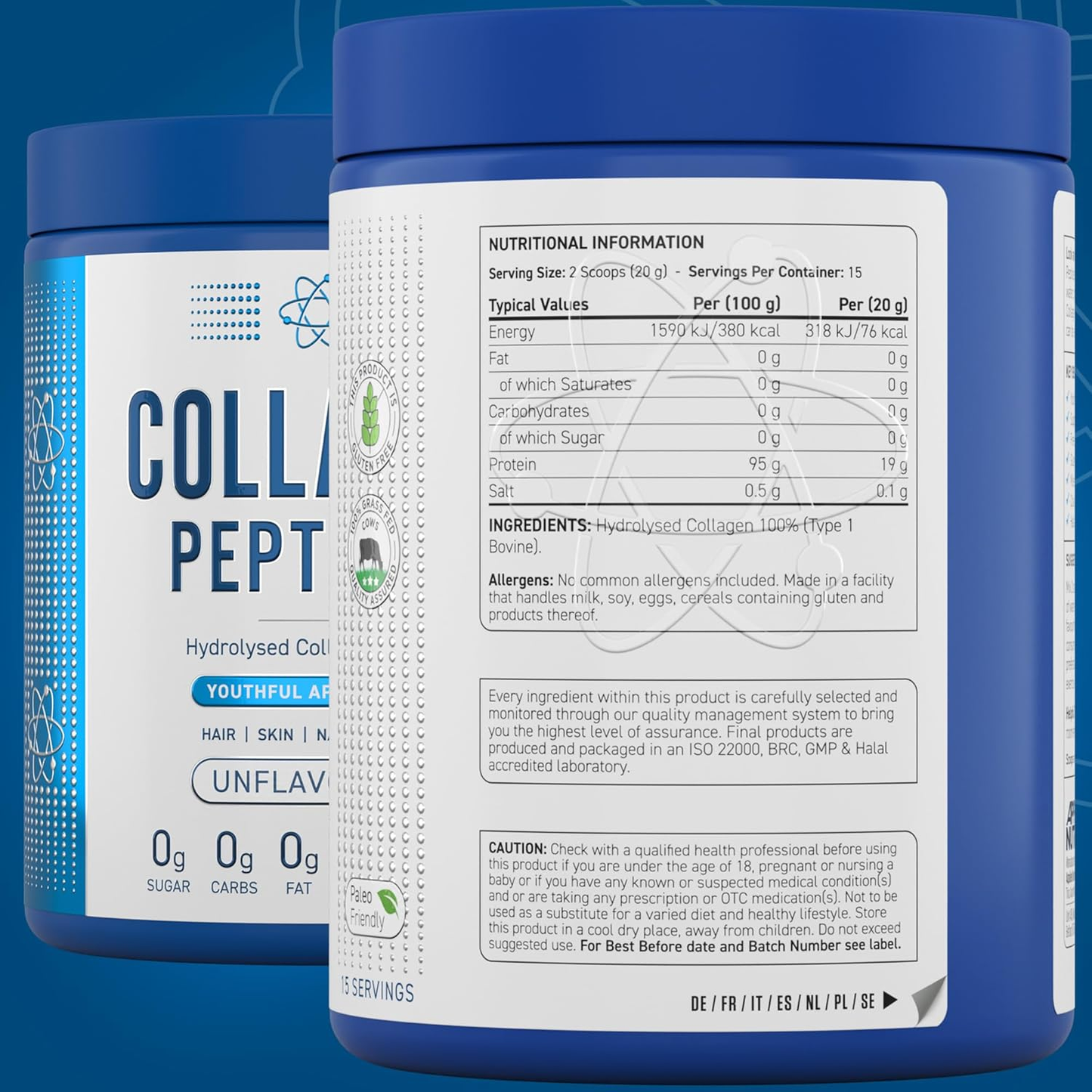 COLLAGEN PEPTIDES APPLIED NUTRITION 15 SERVIDAS 300G BOTE