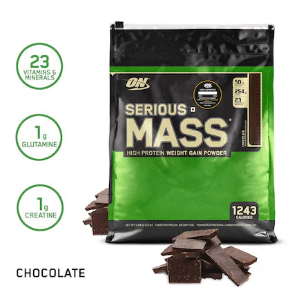 SERIOUS MASS OPTIMUN NUTRITION 16 SERVINGS 12 POUNDS (5.44 KG)