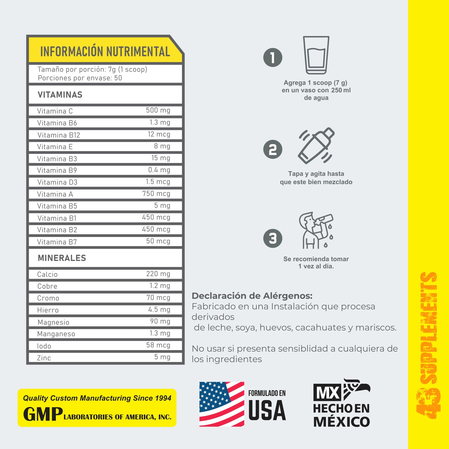 MULTIVIT + MIN 43 SUPPLEMENTS BOTE 50 SERVIDAS 350 GRS.