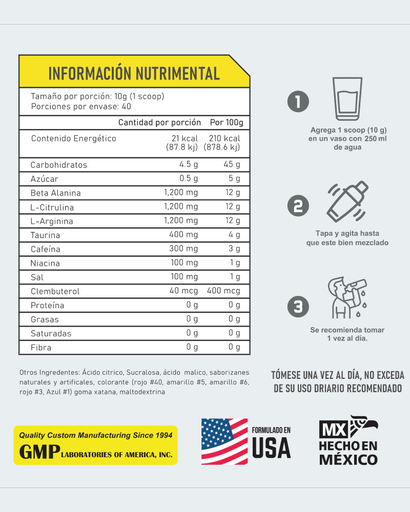 NITRUS + CLEMBU 43 SUPPLEMENTS 40 SERVIDAS 400GR. (0.88 LBRS.)
