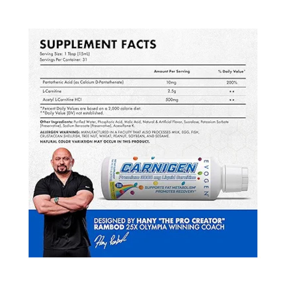 CARNIGEN PREMIUM LIQUID CARNITINE EVOGEN 3000MG