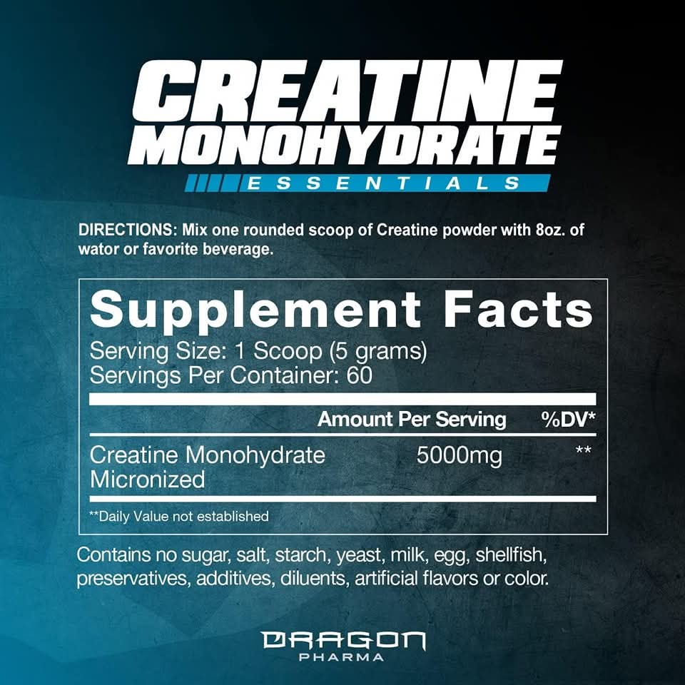 CREATINE MONOHYDRATE DRAGON PHARMA 60 SERVIDAS 300 GRS.