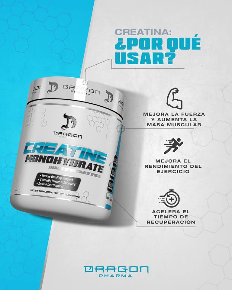 CREATINE MONOHYDRATE DRAGON PHARMA 60 SERVIDAS 300 GRS.