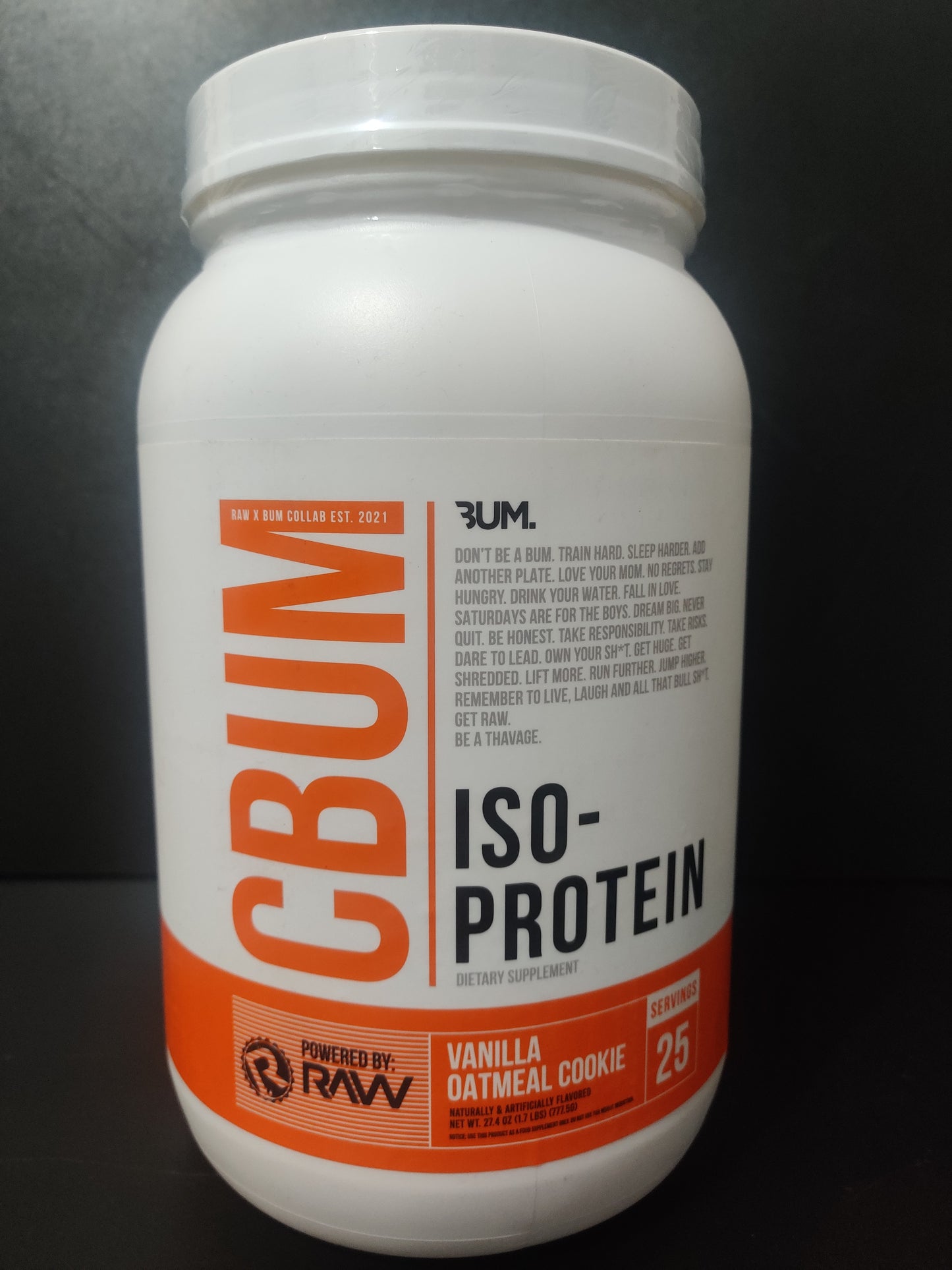 ISO PROTEIN CBUM RAW 25 SERVED 1.7 LBS. (27.4 oz)