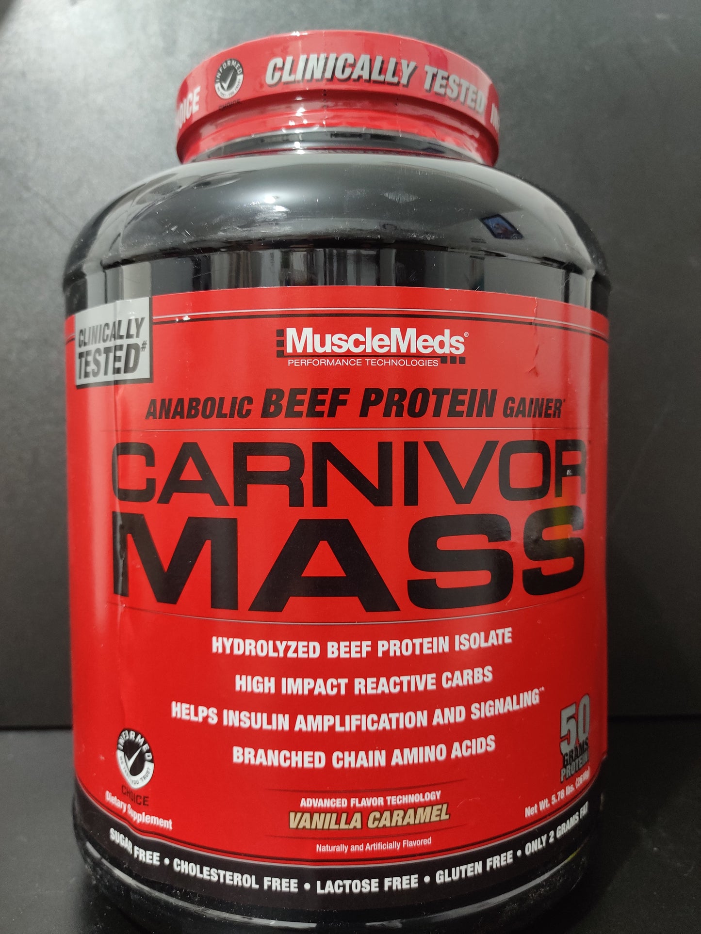 CARNIVOR MASS (ANABOLIC BEEF PROTEIN GAINER) MUSCLEMEDS 14 SERVINGS 5.79 LBS (2,628 GRS)