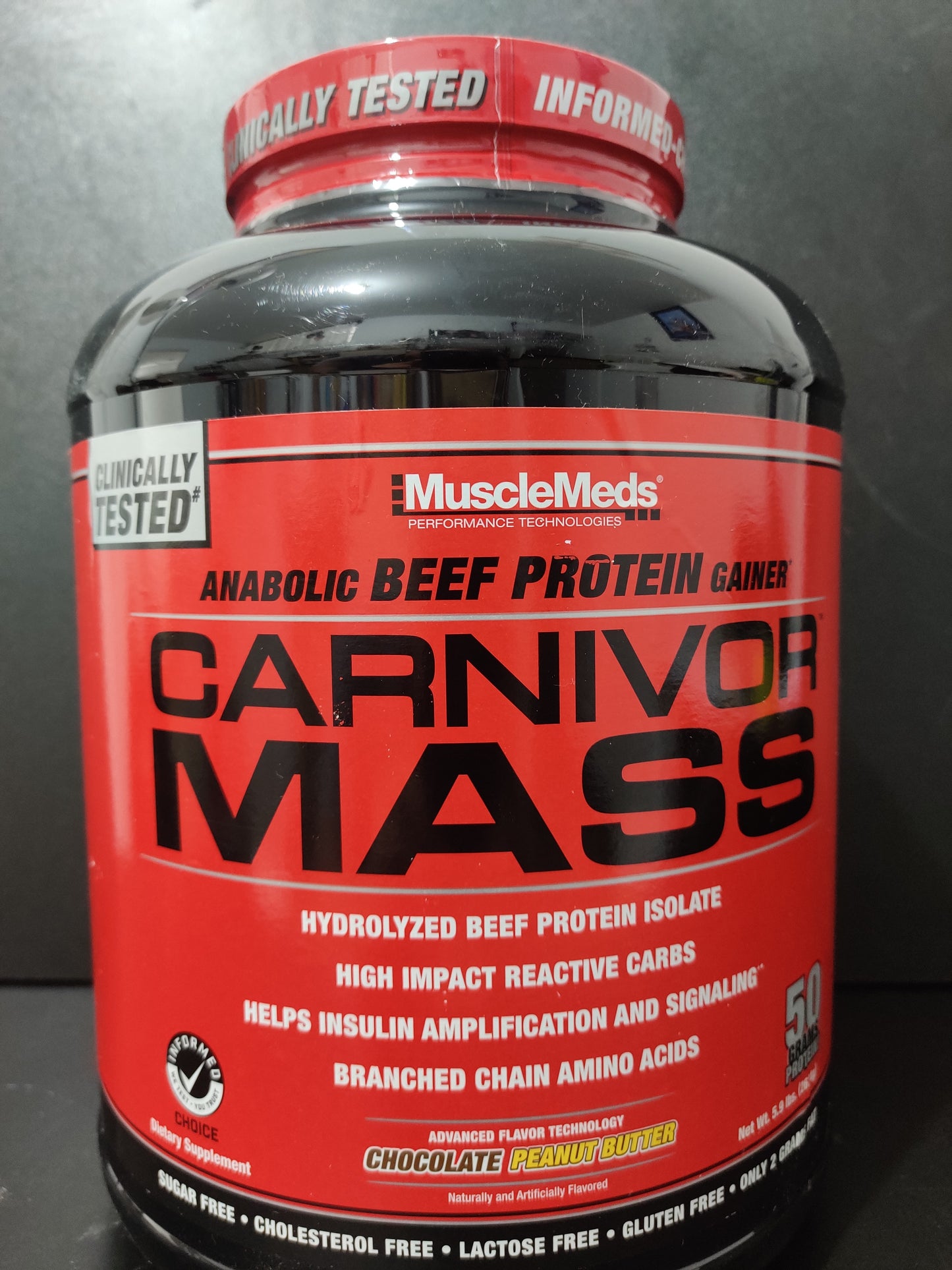 CARNIVOR MASS (ANABOLIC BEEF PROTEIN GAINER) MUSCLEMEDS 14 SERVINGS 5.79 LBS (2,628 GRS)