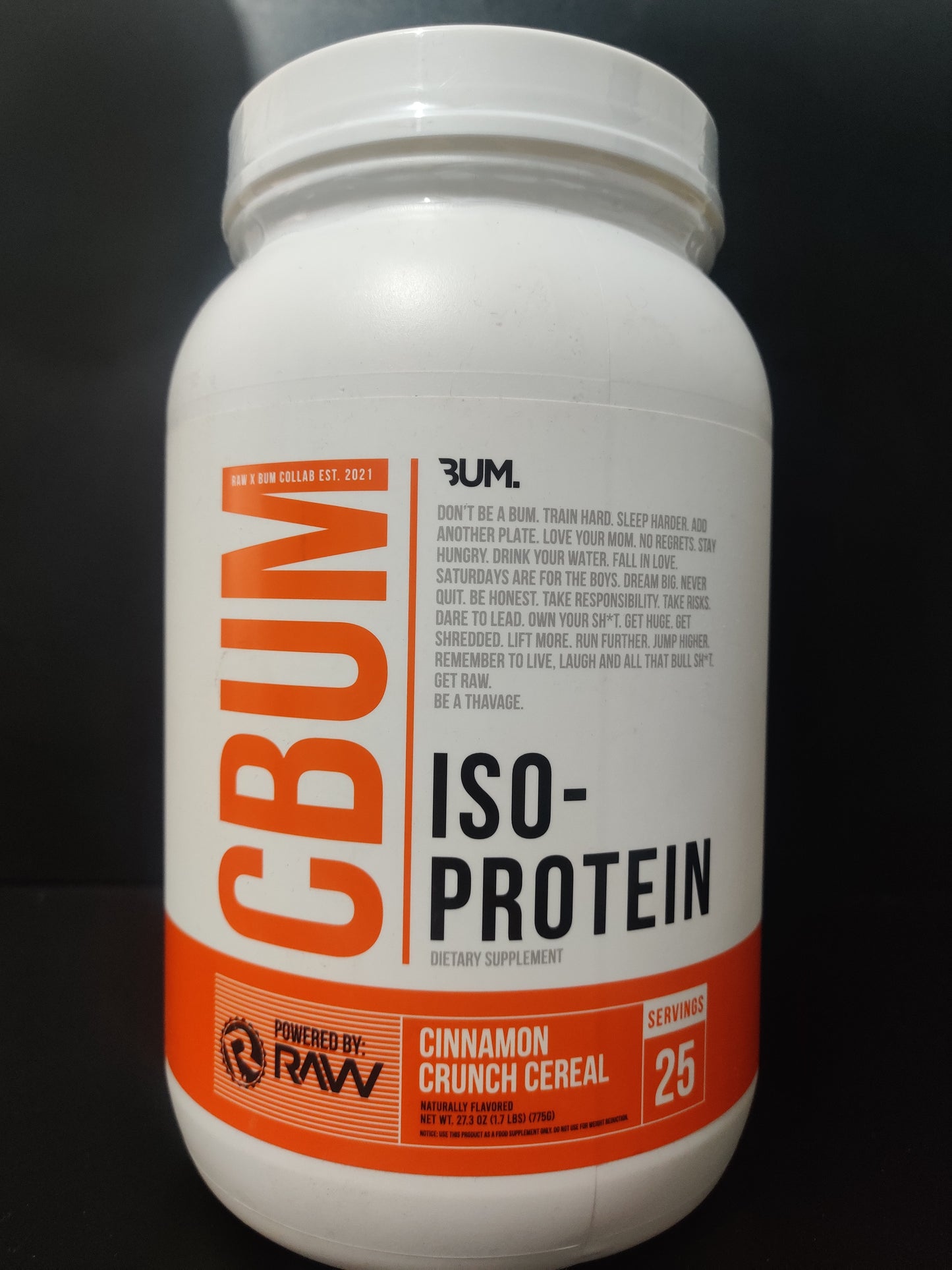 ISO PROTEIN CBUM RAW 25 SERVED 1.7 LBS. (27.4 oz)