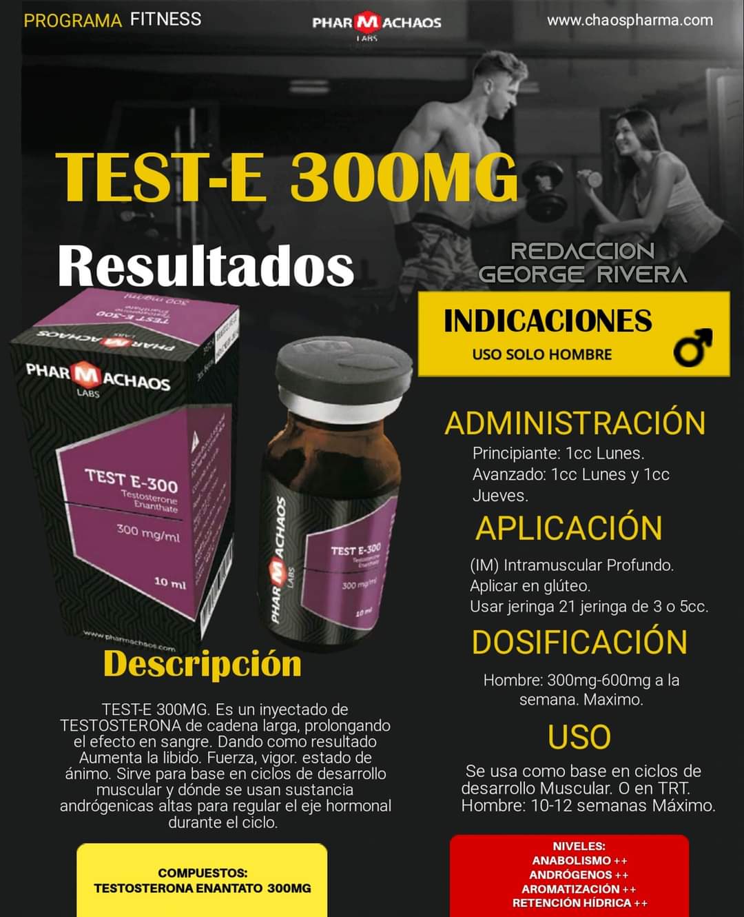 TEST E 300 PHARMA CHAOS suplementos vikingo gt