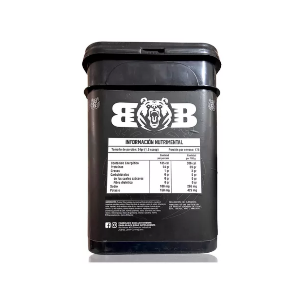 ZERO PROTEIN HYDROLIZED BLACKBEAR CUBETA 176 SERVIDAS 6KGS.