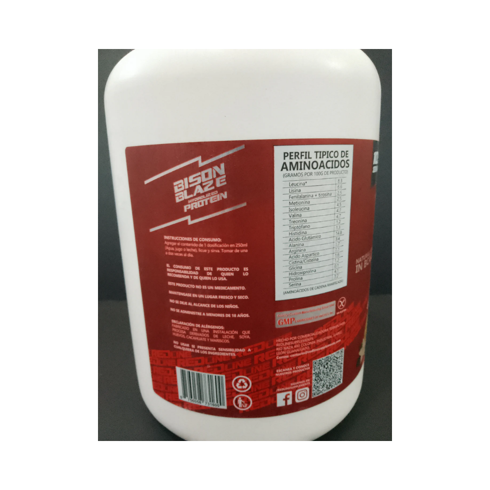 HYDROLIZED PROTEIN BISON BLACE REDLINE 105 SERVED 8LBS. (3,628 GRS.)