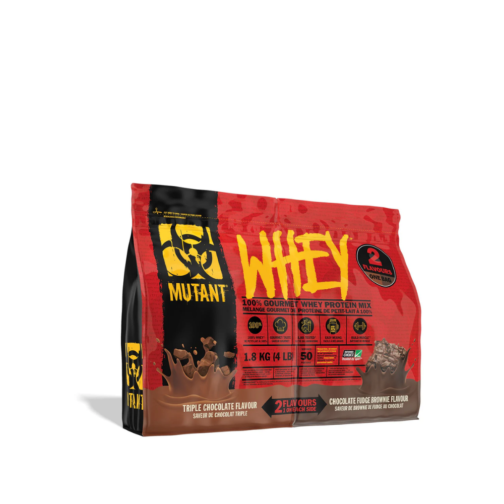 WHEY PROTEIN MUTANT 50 SERVINGS 1.8KG (4LBS) 2 FLAVORS (DOUBLE COMPARTMENT)