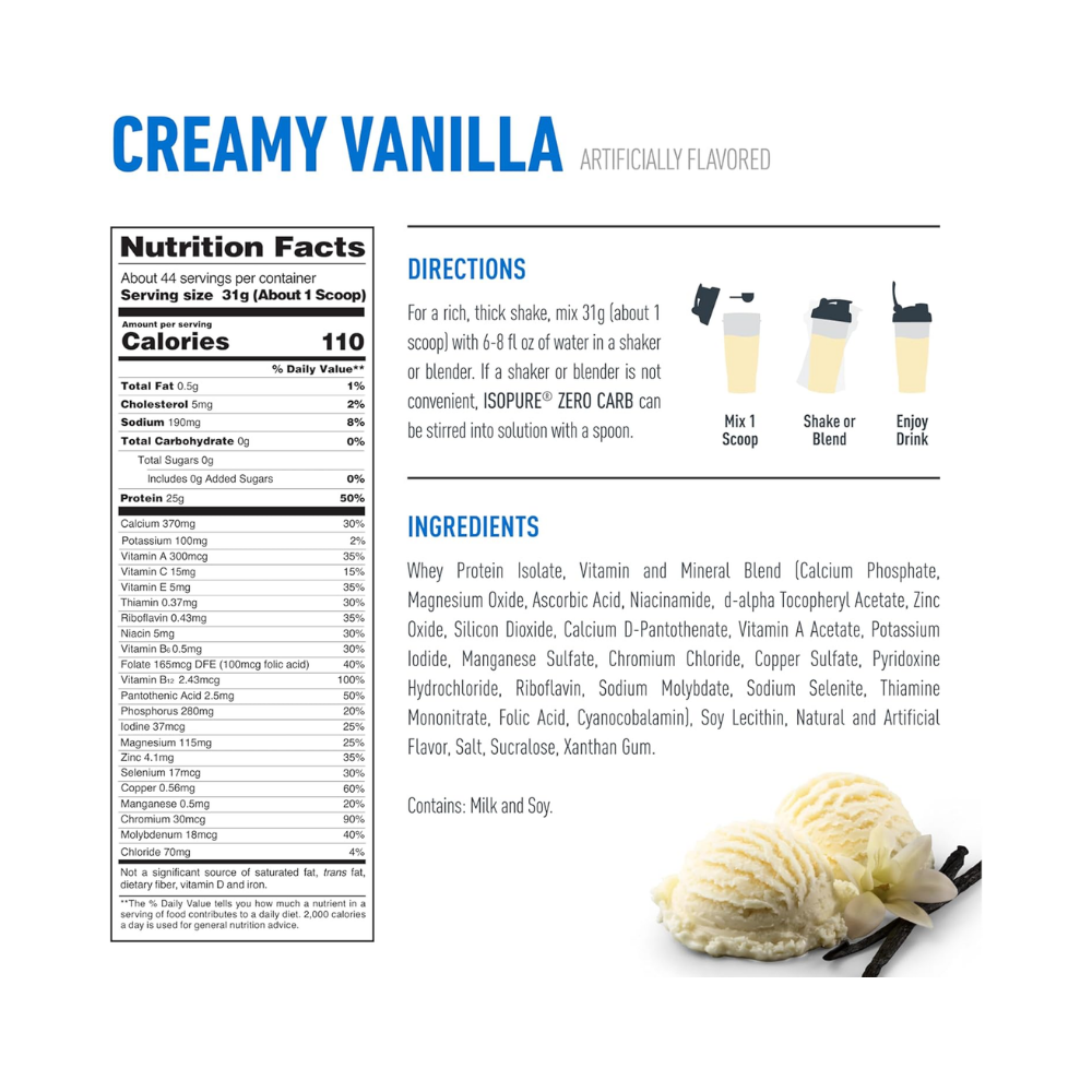 ZERO CARBO PROTEIN ISOPURE 43 SERVED 3 LBS. (1.36KG)